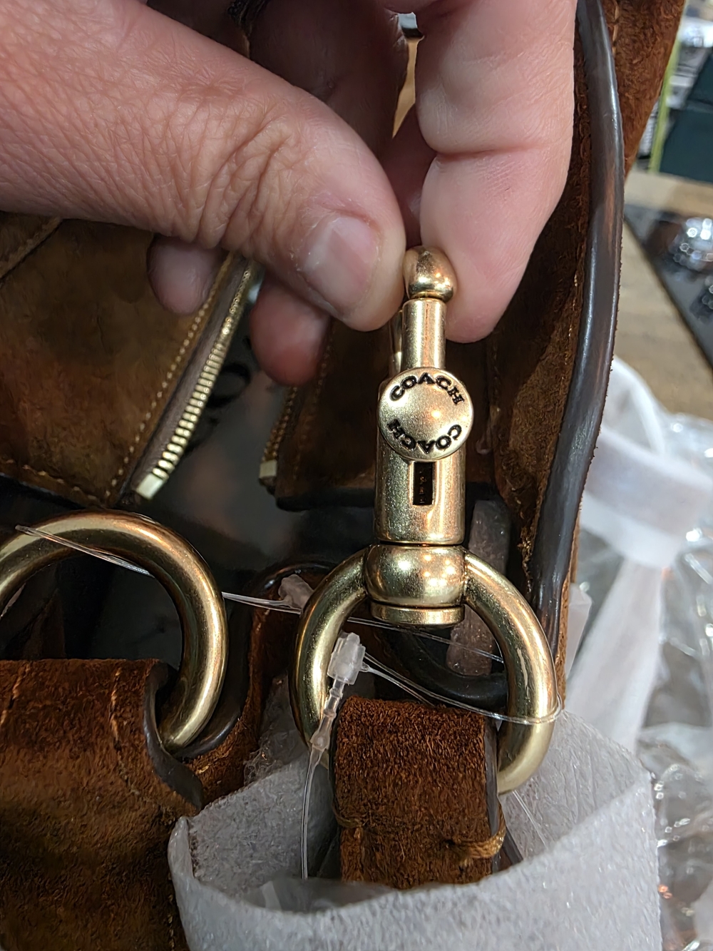 Coach Brown Suede Empire 40 Satchel NWT - Picture 7 of 7